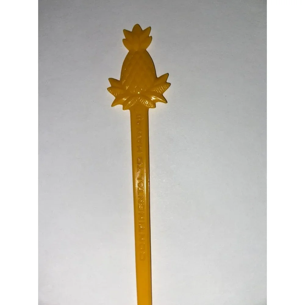 Continental To Hawaii Vintage Yellow Pineapple‎ Swizzle Stick